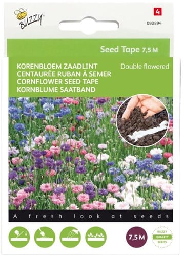 Cornflower Double Flowered Mix – Buzzy Seed Tape